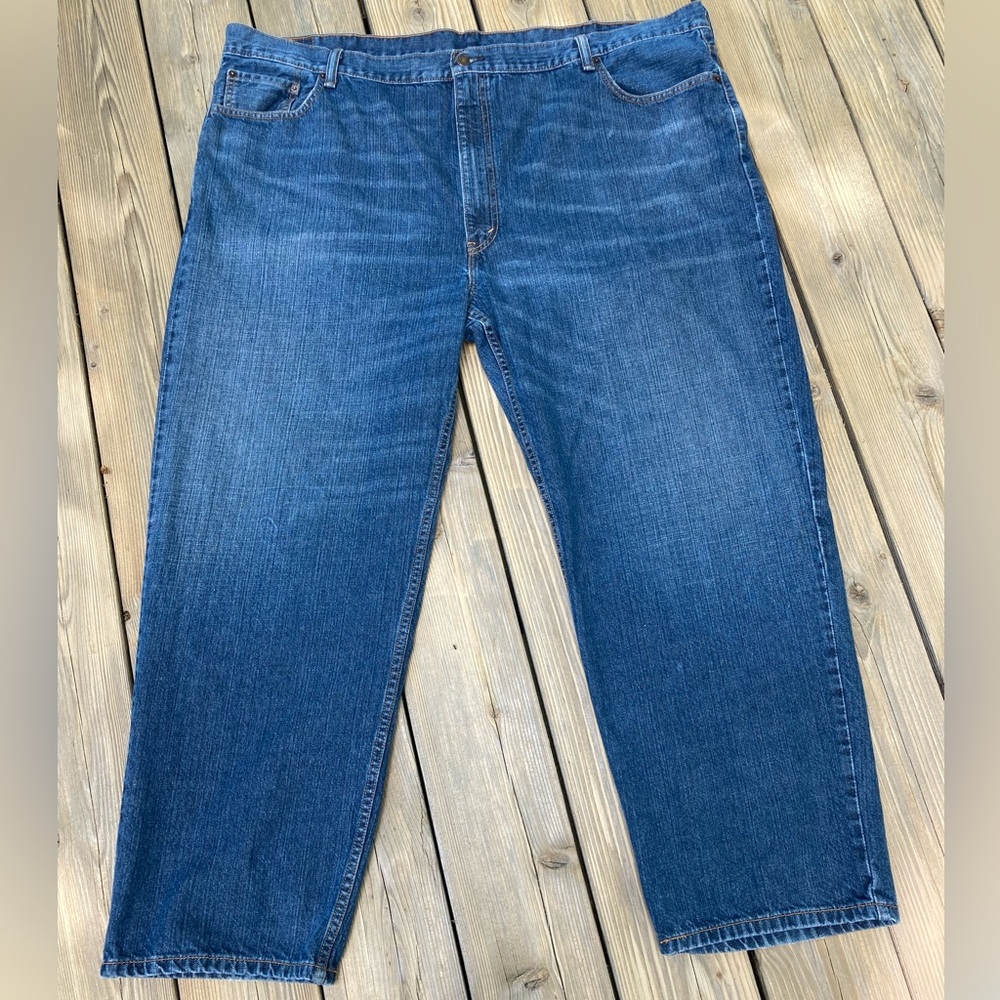 Levi's 550 Denim Jeans 50x30 Mens Medium Blue Tapered Leg Relaxed Fit Cotton